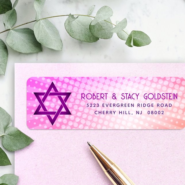Etiqueta Endereço de Bat Mitzvah Rosa Laranja Gradiente Ret (Criador carregado)