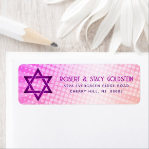 Etiqueta Endereço de Bat Mitzvah Rosa Laranja Gradiente Ret