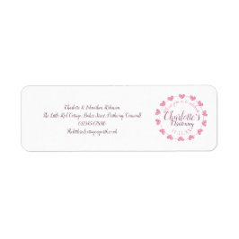 Etiqueta Endereço de batizado de filha branca e rosa