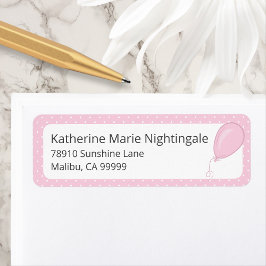 Etiqueta Endereço de Bolinhas rosa Chá de fraldas Baby Girl