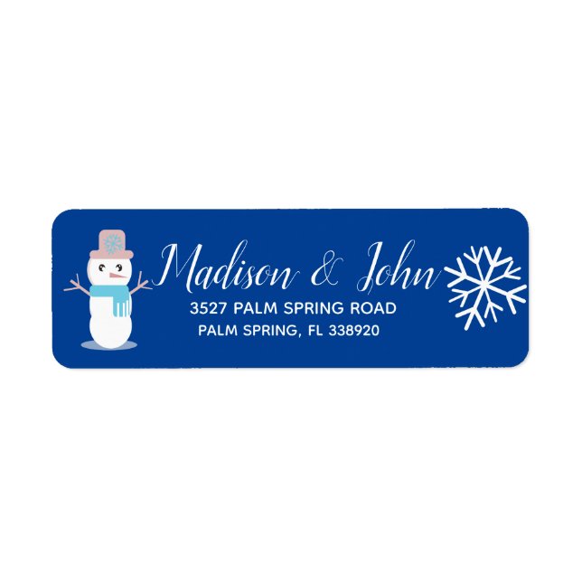 Etiqueta Endereço de Boneco de Neve de Natal Fofo (Frente)