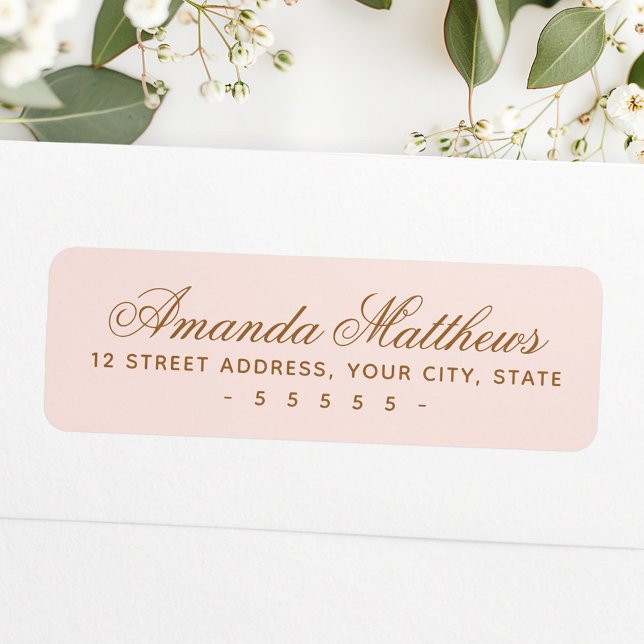 Etiqueta Endereço de caligrafia rosa chic e moderno (Chic trendy blush pink calligraphy script address label)