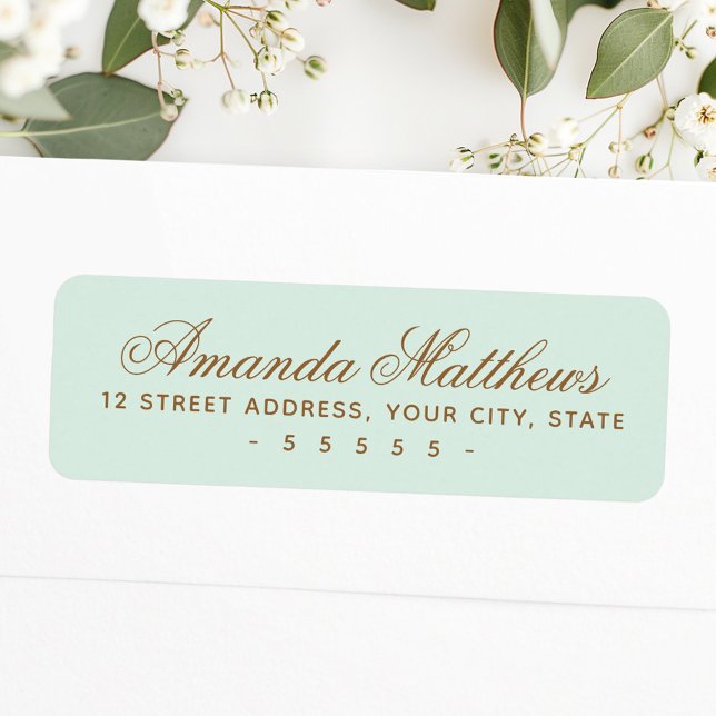 Etiqueta Endereço de caligrafia verde menta chic e moderno (Chic trendy mint green calligraphy script address label)