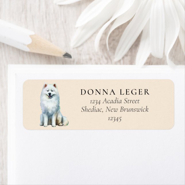 Etiqueta Endereço de Cão Samoyed (Insitu)