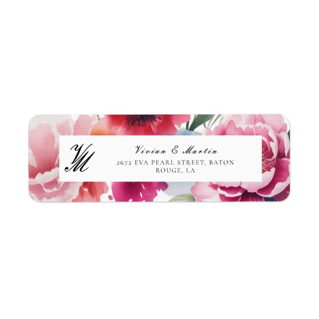Etiqueta Endereço de Casamento Bright Bloom Blossom (Frente)
