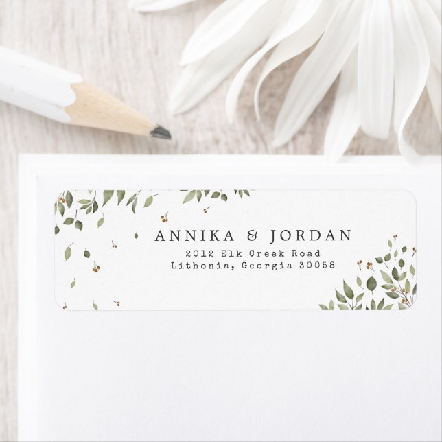 Etiqueta Endereço de Casamento com Vegetação Orgânica Minim (Insitu)