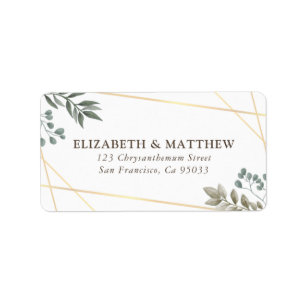 Etiqueta Endereço de Casamento da Folhagem de Watercolor R