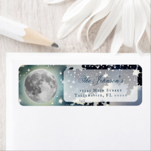 Etiqueta Endereço de Casamento da Noite Lunar Sky
