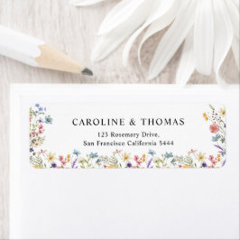 Etiqueta Endereço de casamento de flores silvestres elegant