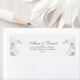 Etiqueta Endereço de Casamento de Orquídea Selvagem Elegant