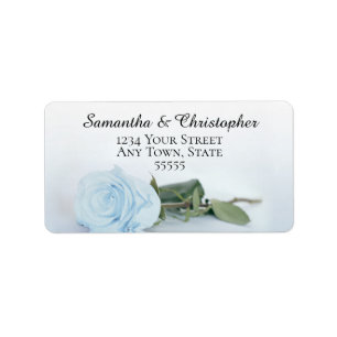 Etiqueta Endereço de Casamento de Rosa Azul Elegante Light