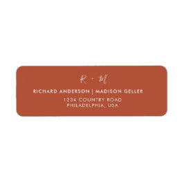 Etiqueta Endereço de Casamento de Terracotta para Caligrafi