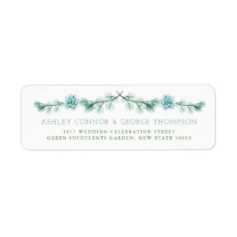 Etiqueta Endereço de Casamento de Verão de Jardim de Suculê