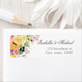 Etiqueta Endereço de Casamento Floral de Watercolor