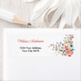 Etiqueta Endereço de Casamento Floral Elegante