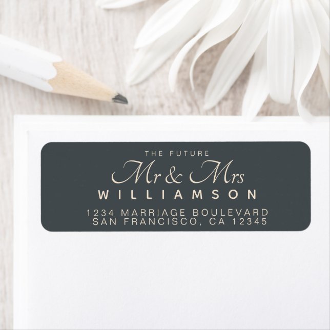 Etiqueta Endereço de Casamento Futuro Sr Sra Chic Script (Insitu)