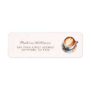 Etiqueta Endereço de Chá de Noiva Temático de Café Boho