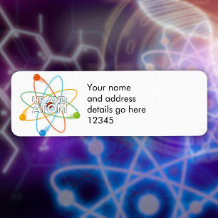 Etiqueta Endereço de Ciência Personalizado UP AND ATOM