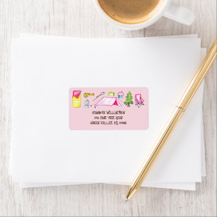 Etiqueta Endereço de Colagem de Campanha de Aquarela Rosa b