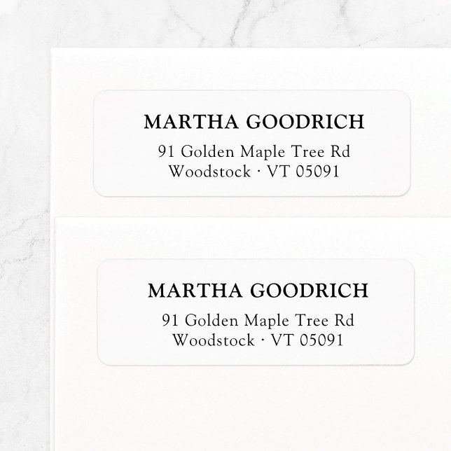 Etiqueta Endereço de devolução 12 Elegante Clássico Simples (Simple, basic return address label features classic, stylish and contemporary typeface.)