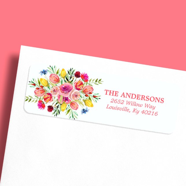 Etiqueta Endereço de Devolução Aquarela Floral Silvestre (Criador carregado)