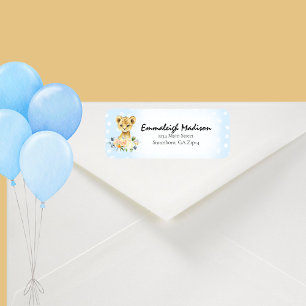 Etiqueta Endereço de Devolução Azul Floral do Cub do Ch