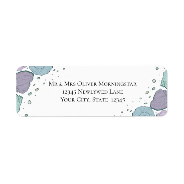 Etiqueta Endereço de devolução Beach Seashells Lilac Dusty  (Frente)