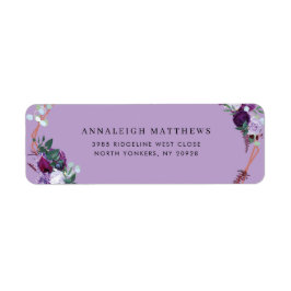 Etiqueta Endereço de Devolução Botânica Elegante Roxo Flora