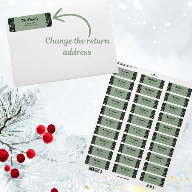 Etiqueta Endereço de devolução Botânica Verde Elegante (Add some elegance to your Christmas mail with our beautiful return address labels)
