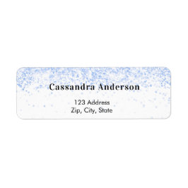 Etiqueta Endereço de devolução brilhante azul branco glamor