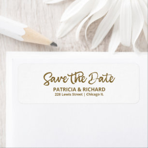 Etiqueta Endereço de Devolução Chic Dourado Caligrafia Save