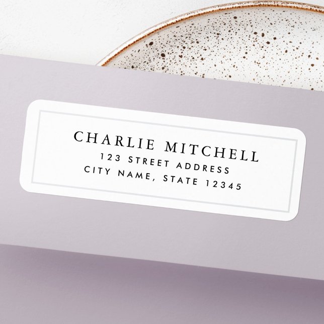 Etiqueta Endereço de devolução com borda branca elegante (Elegant border white return address label)