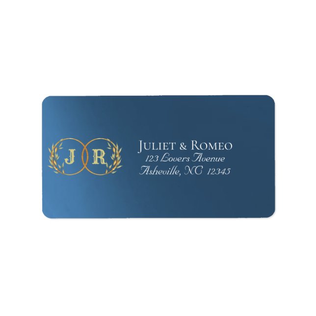 Etiqueta Endereço de Devolução com Monograma - Azul (Frente)
