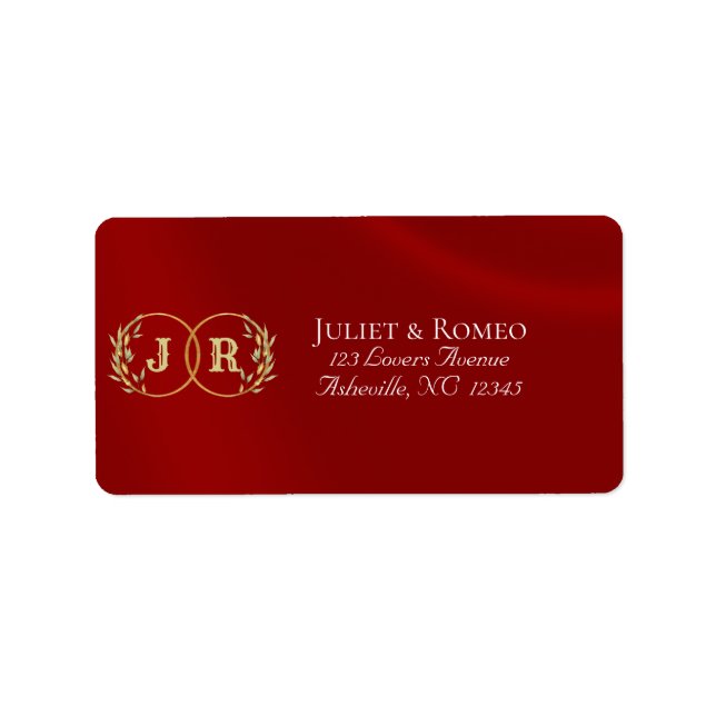 Etiqueta Endereço de Devolução com Monograma - Vermelho (Frente)