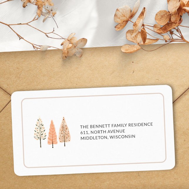 Etiqueta Endereço de devolução da árvore de pinheiro minima (Criador carregado)