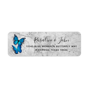 Etiqueta Endereço de devolução da borboleta azul Elegant