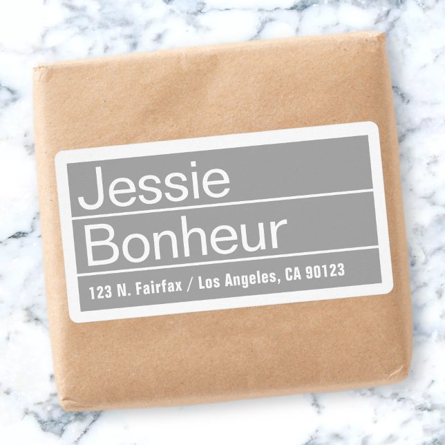 Etiqueta Endereço de devolução da Cinza Moderna legal (Criador carregado)