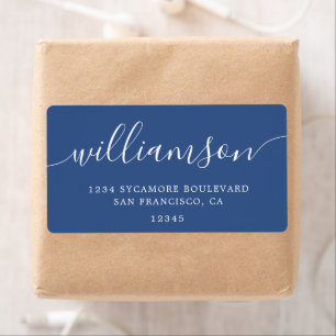 Etiqueta Endereço de devolução da família azul clássica mod