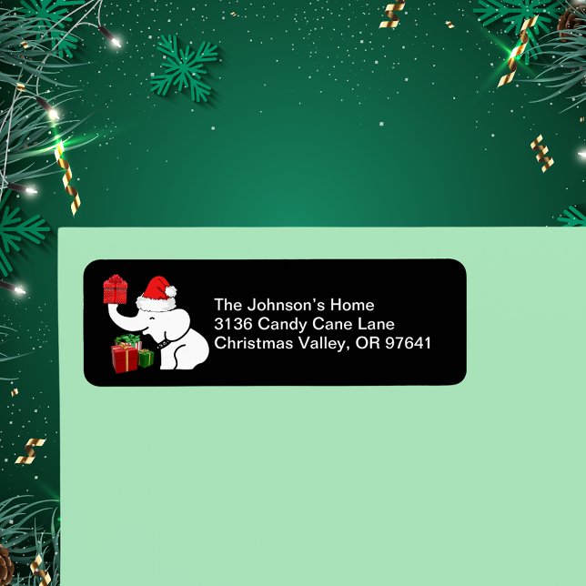 Etiqueta Endereço de devolução da família de natal White El (White Elephant Christmas Family Return Address Label)