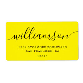 Etiqueta Endereço de devolução da família de script amarelo