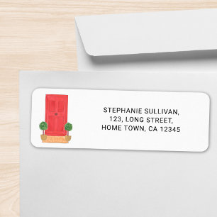 Etiqueta Endereço de devolução da porta vermelha