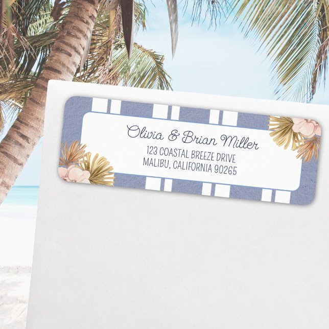 Etiqueta Endereço de devolução de Boho Costeiro da Beach Ho (In situ)