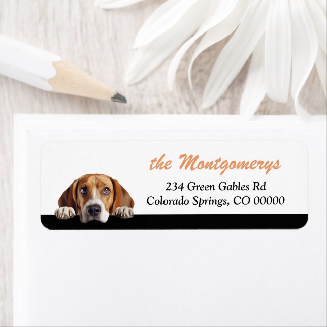 Etiqueta Endereço de Devolução de Cachorro Beagle Fofo Espi (Insitu)