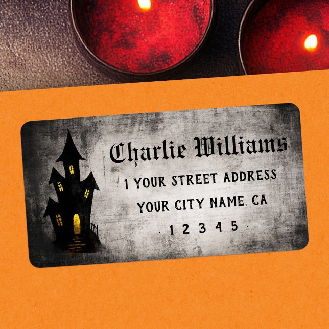 Etiqueta Endereço de devolução de casa assombrada assustado (Spooky haunted house Halloween return address Label)