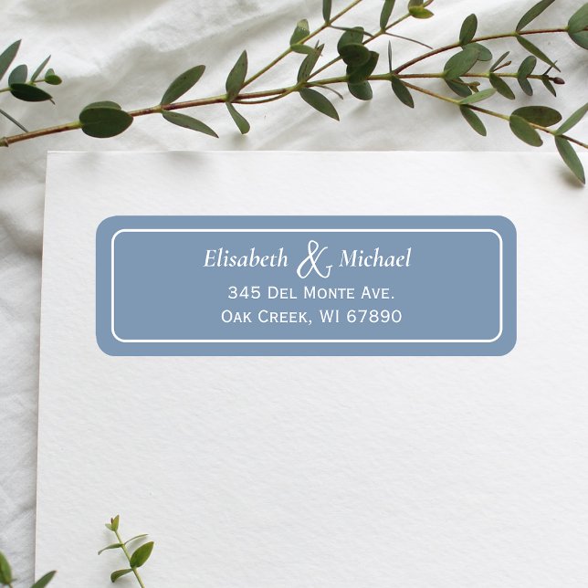 Etiqueta Endereço de Devolução de Casamento Azul com Dusty  (Personalize the label to match your unique wedding style leaving a lasting impression on your guests)