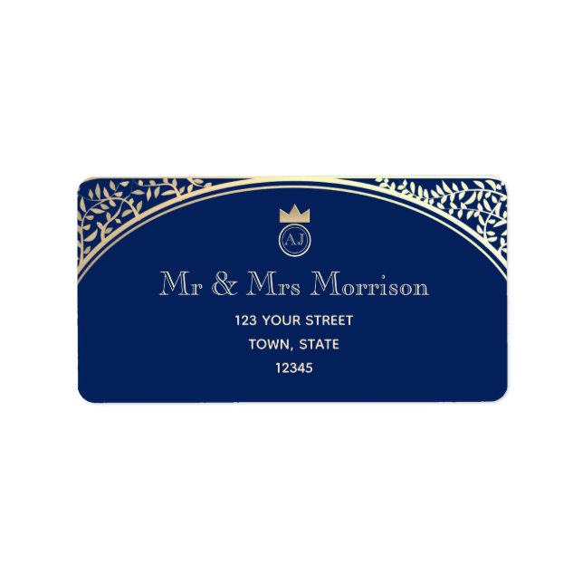 Etiqueta Endereço de Devolução de Casamento Azul Real (Frente)