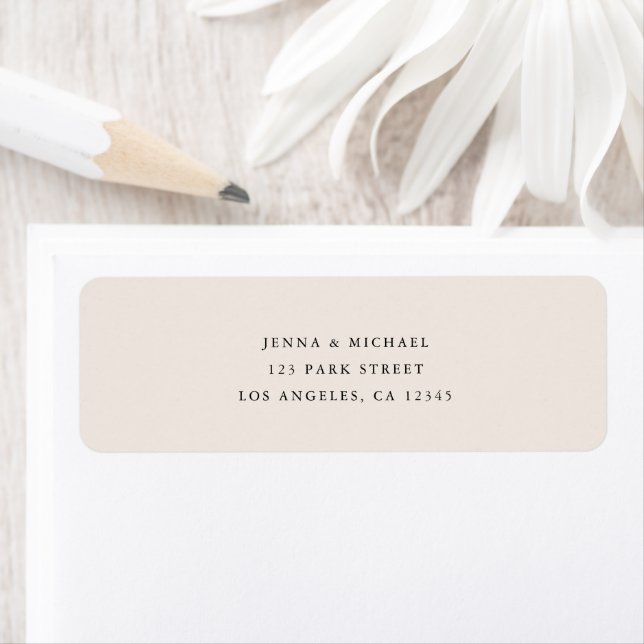 Etiqueta Endereço de Devolução de Casamento Bege Minimalist (Insitu)