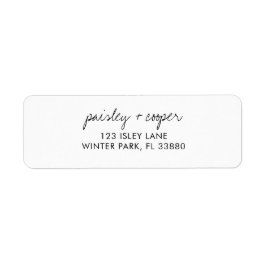 Etiqueta Endereço de devolução de casamento branco minimali