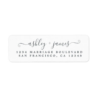 Etiqueta Endereço de Devolução de Casamento Branco Preto do