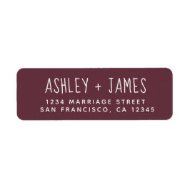 Etiqueta Endereço de Devolução de Casamento Burgundy do Scr